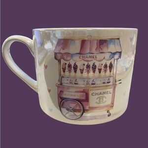 Chanel Iridescent Mug with Ice Cream Cart Design & Pastel Hearts, NWT